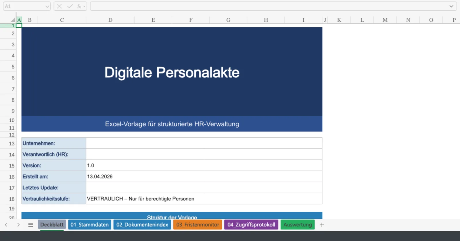Vorschau von Digitale_Personalakte_Vorlage.xlsx