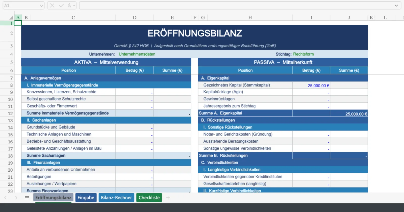 Vorschau von Eroeffnungsbilanz_Vorlage.xlsx