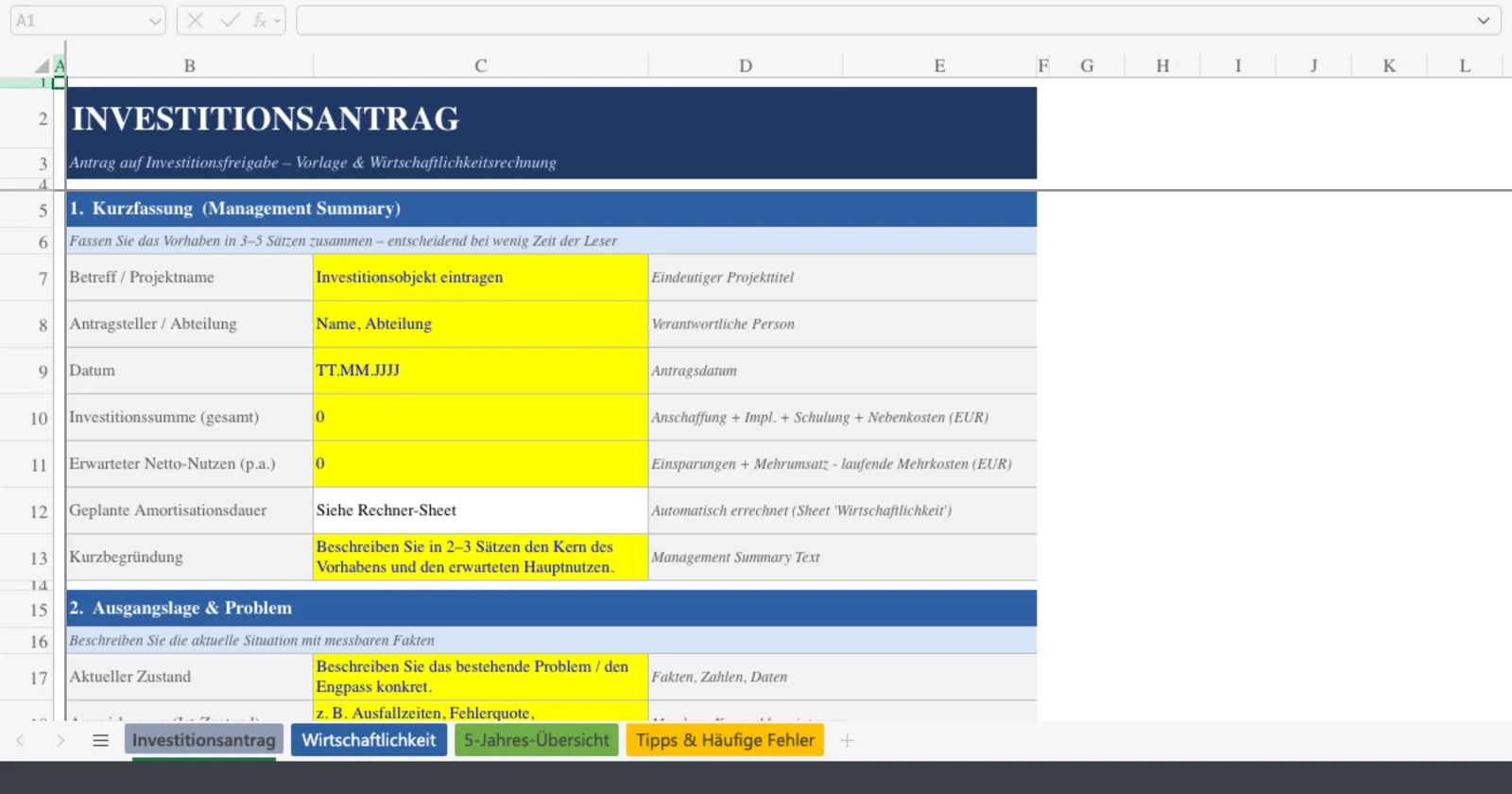 Vorschau von Investitionsantrag_Vorlage.xlsx