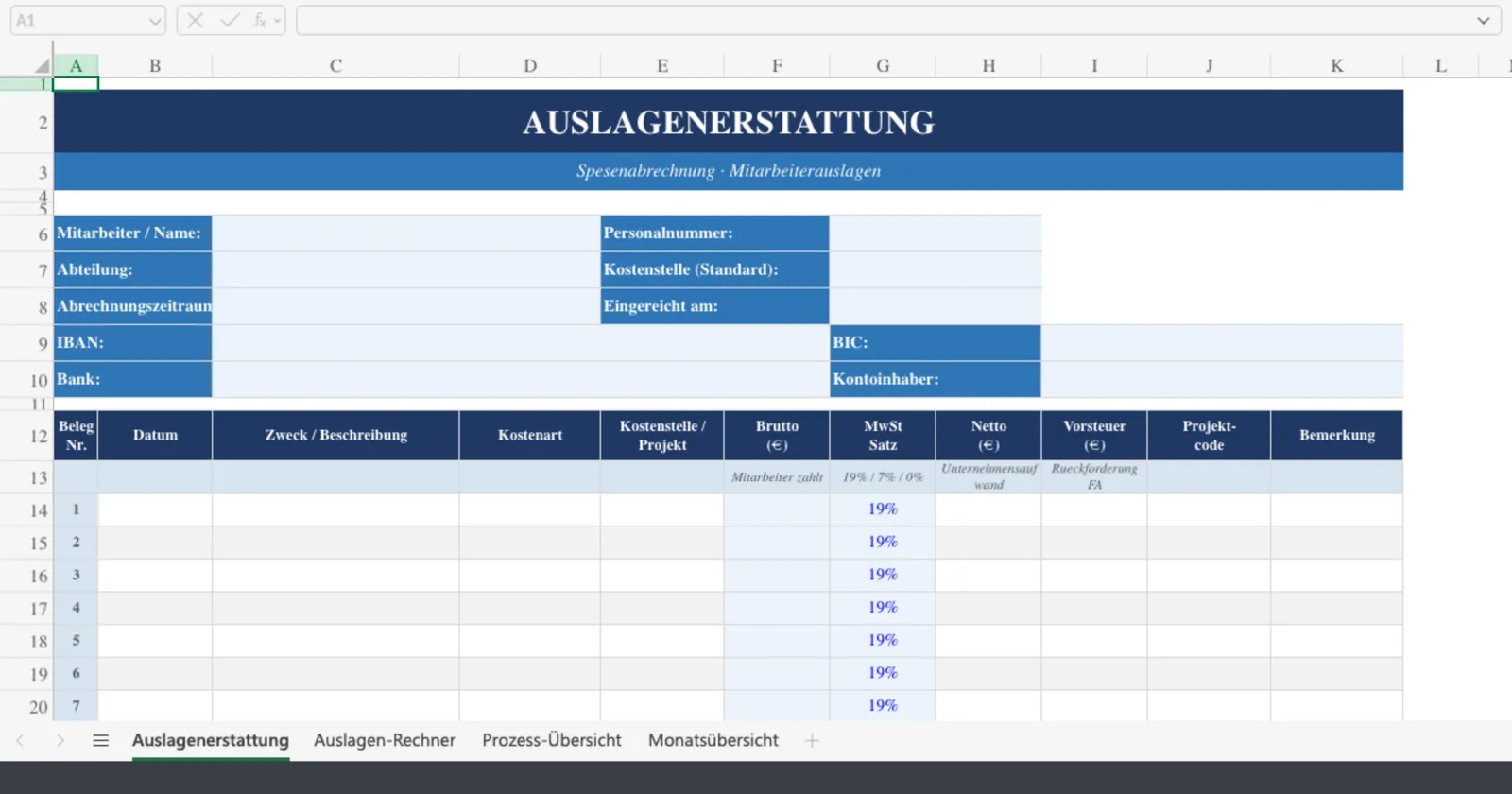 Vorschau von Auslagenerstattung_Vorlage.xlsx