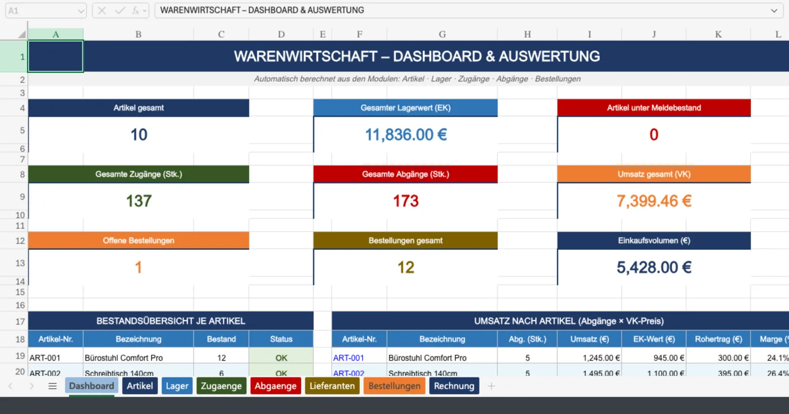 Vorschau von Warenwirtschaftssystem.xlsx