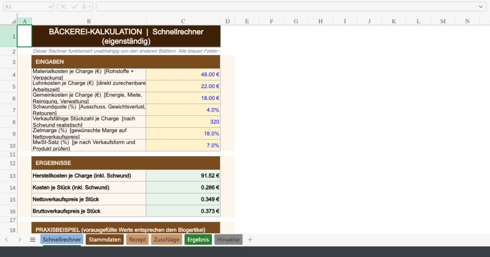 Vorschau von Baeckerei_Kalkulation.xlsx