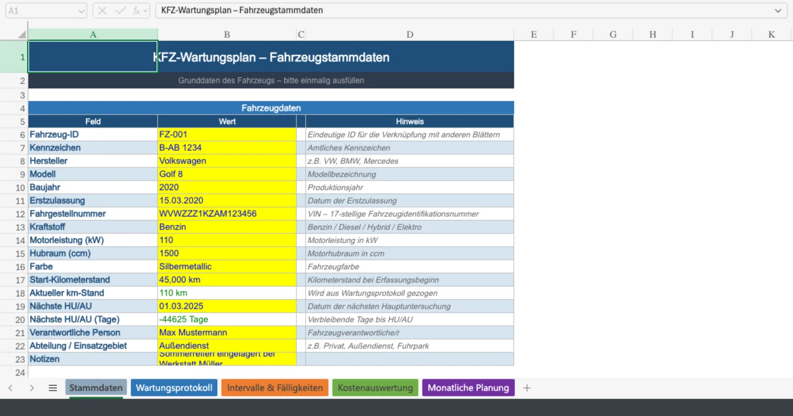 Vorschau von KFZ_Wartungsplan.xlsx