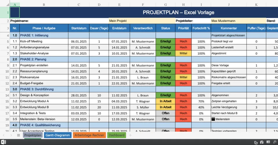 Vorschau von Projektplan_Excel.xlsx