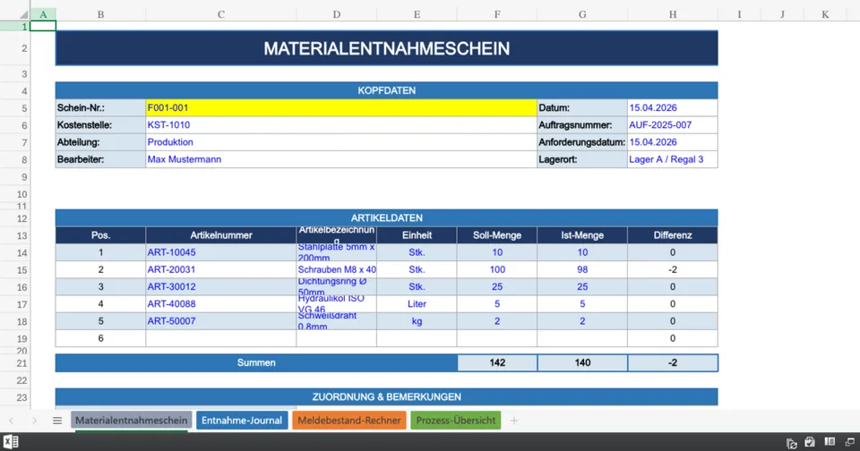 Vorschau von Materialentnahmeschein.xlsx