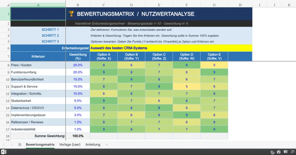 Vorschau von Bewertungsmatrix.xlsx