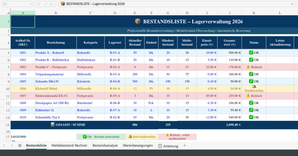 Vorschau von Bestandsliste_Vorlage_2026.xlsx