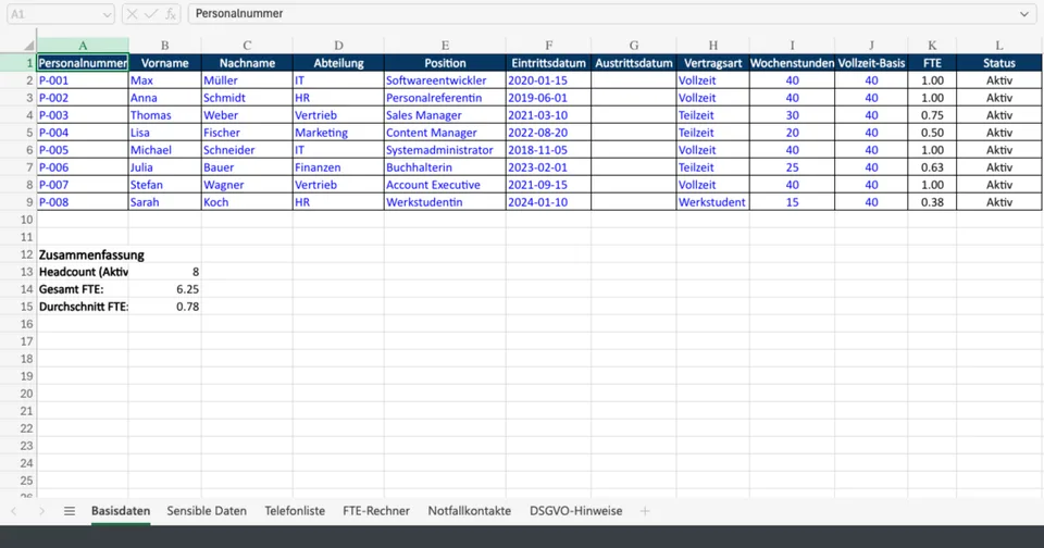 Vorschau von Mitarbeiterliste_Vorlage.xlsx