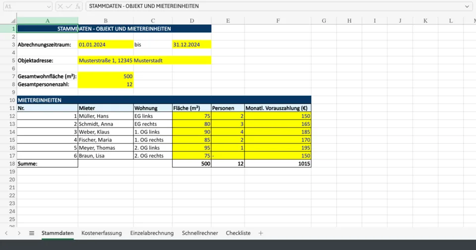 Vorschau von nebenkostenabrechnung.xlsx