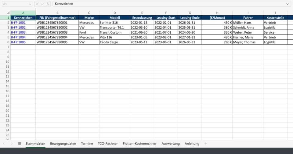 Vorschau von fuhrparkverwaltung.xlsx