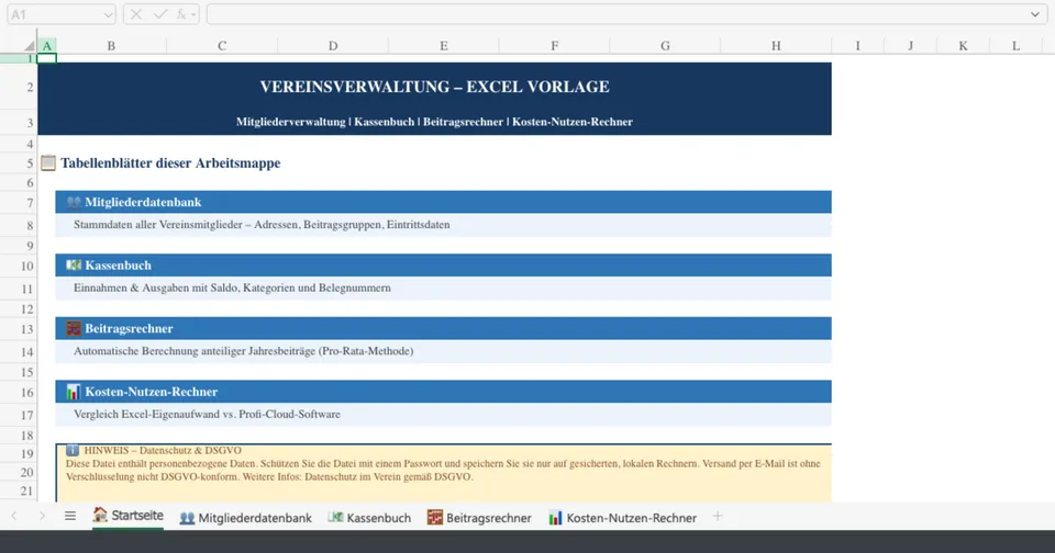 Vorschau von Vereinsverwaltung_Excel_Vorlage.xlsx