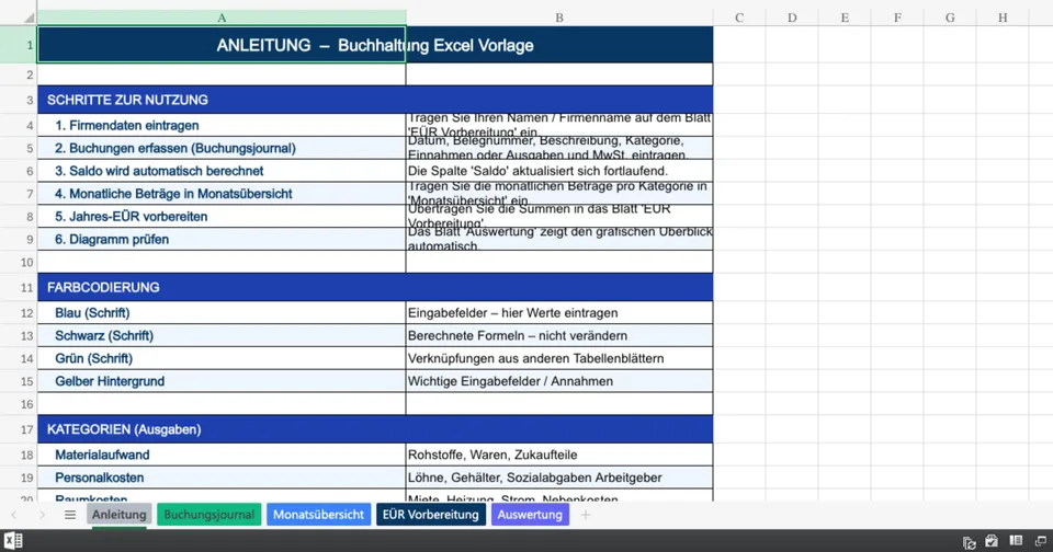 Vorschau von Buchhaltung_Excel_Vorlage.xlsx