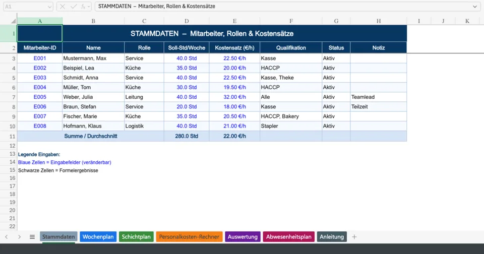 Vorschau von Arbeitsplan_Vorlage_Excel.xlsx