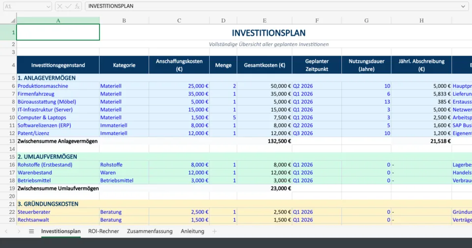 Vorschau von Investitionsplan_Vorlage.xlsx