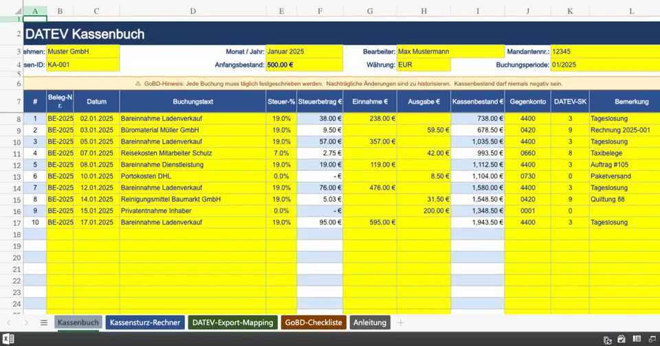 Vorschau von DATEV_Kassenbuch_Vorlage.xlsx
