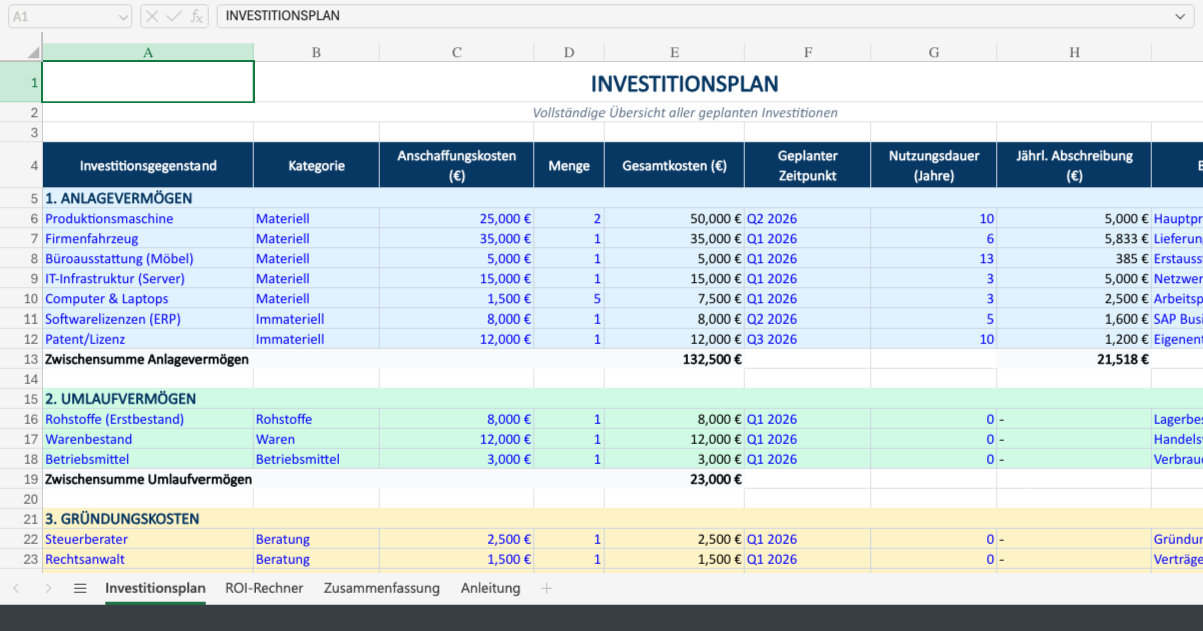 Vorschau von Investitionsplan_Vorlage.xlsx