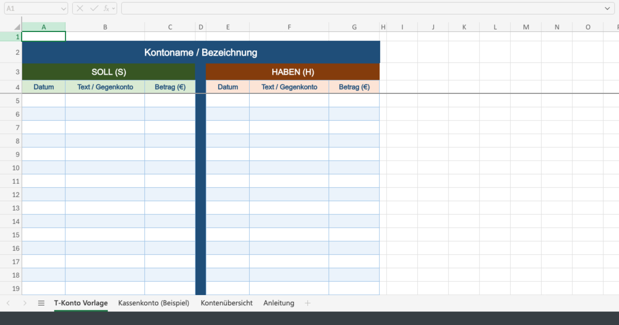 Vorschau von T-Konten_Vorlage.xlsx