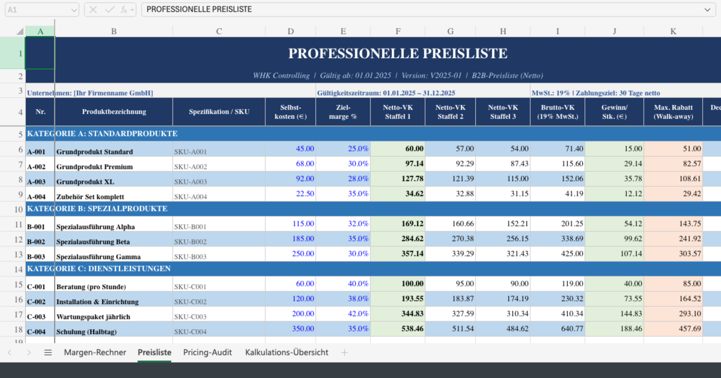 Vorschau von Preisliste_Vorlage_WHK.xlsx